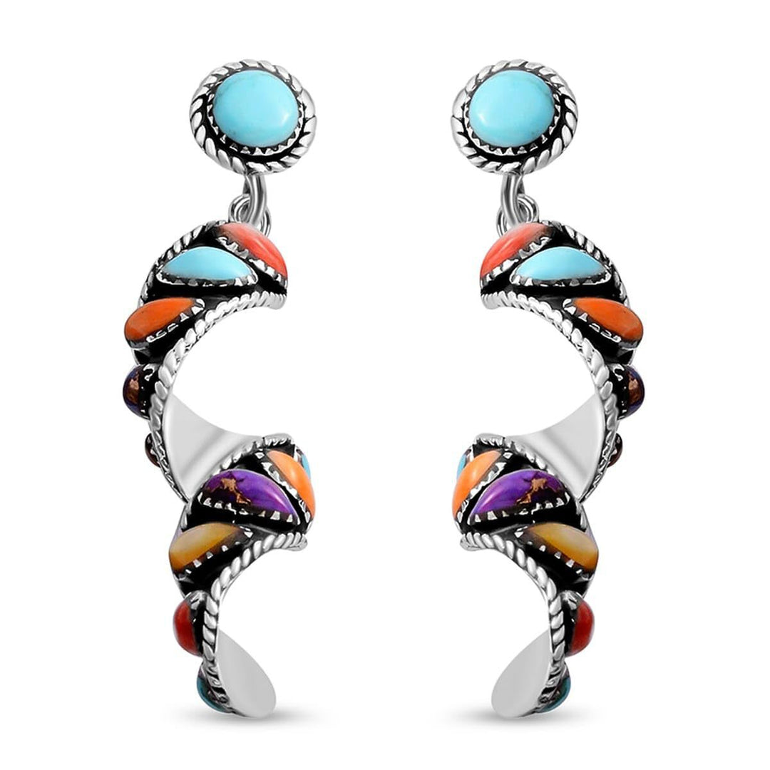 Turquoise-Embellished Statet Drop Earrings Kalsten