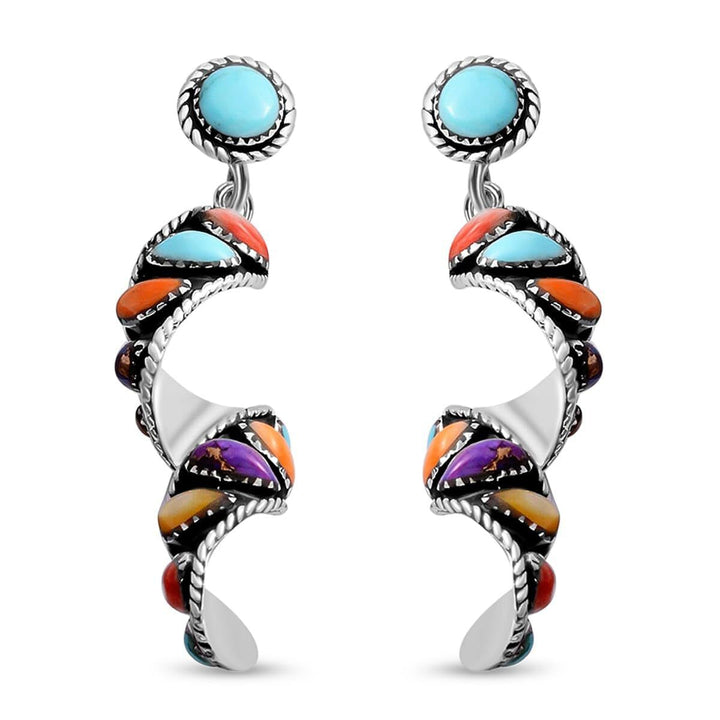 Turquoise-Embellished Statet Drop Earrings Kalsten