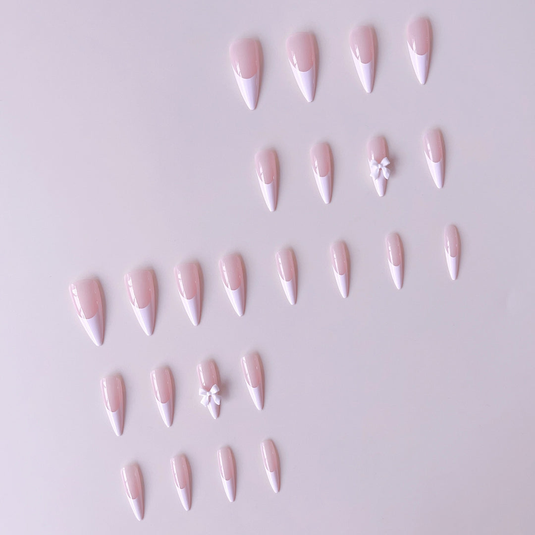 Acrylic nail set with elegant tips and 3D decorations Kalsten