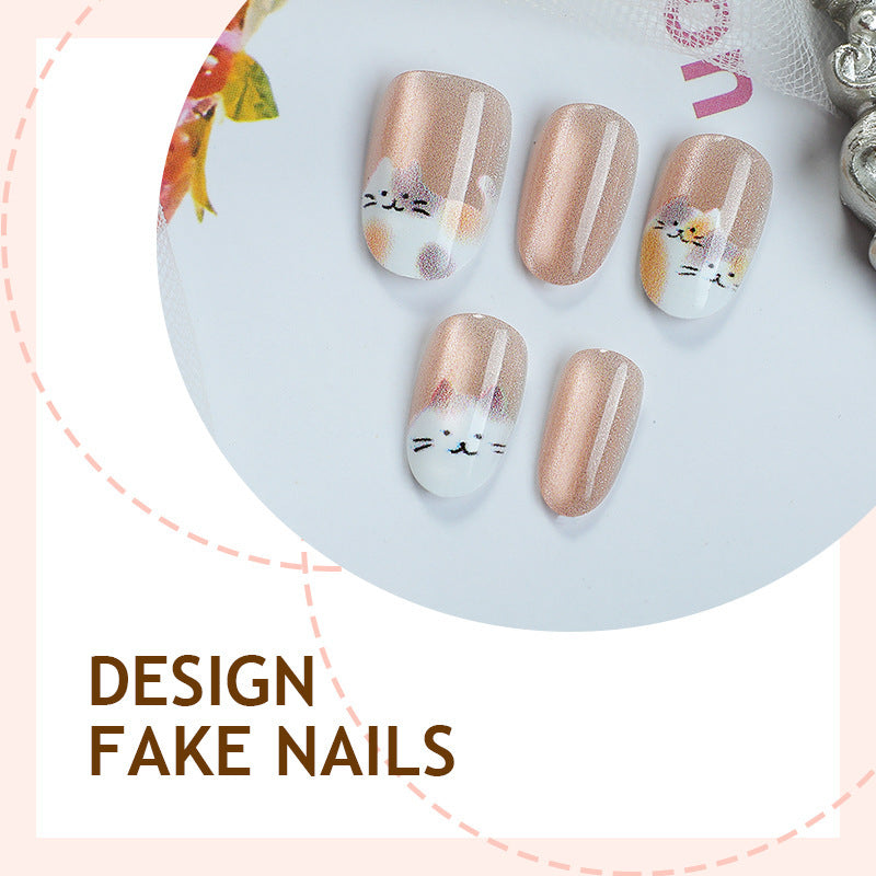 Creative nail art set with cute animal motifs and glitter accents Kalsten