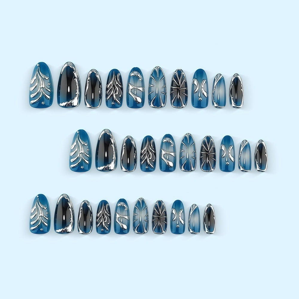 Glamorous artificial nails with unique metallic accents Kalsten