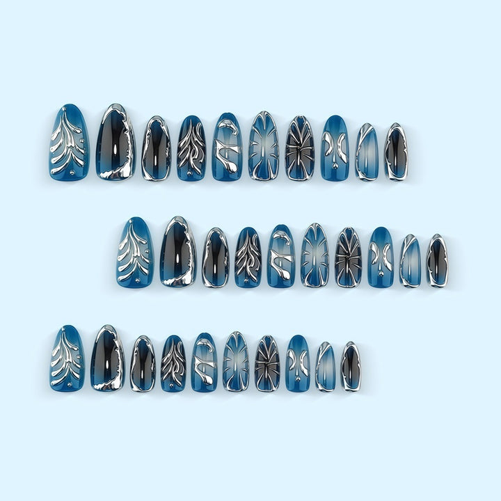 Glamorous artificial nails with unique metallic accents Kalsten