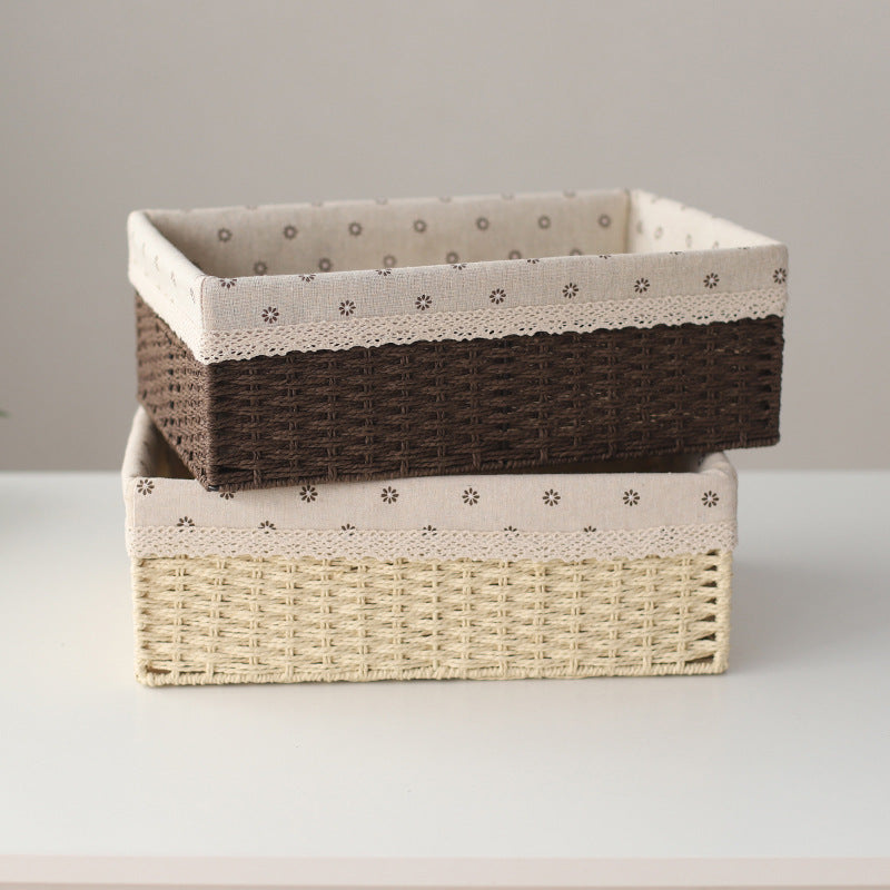 Fabric-Lined Woven Storage Basket Kalsten