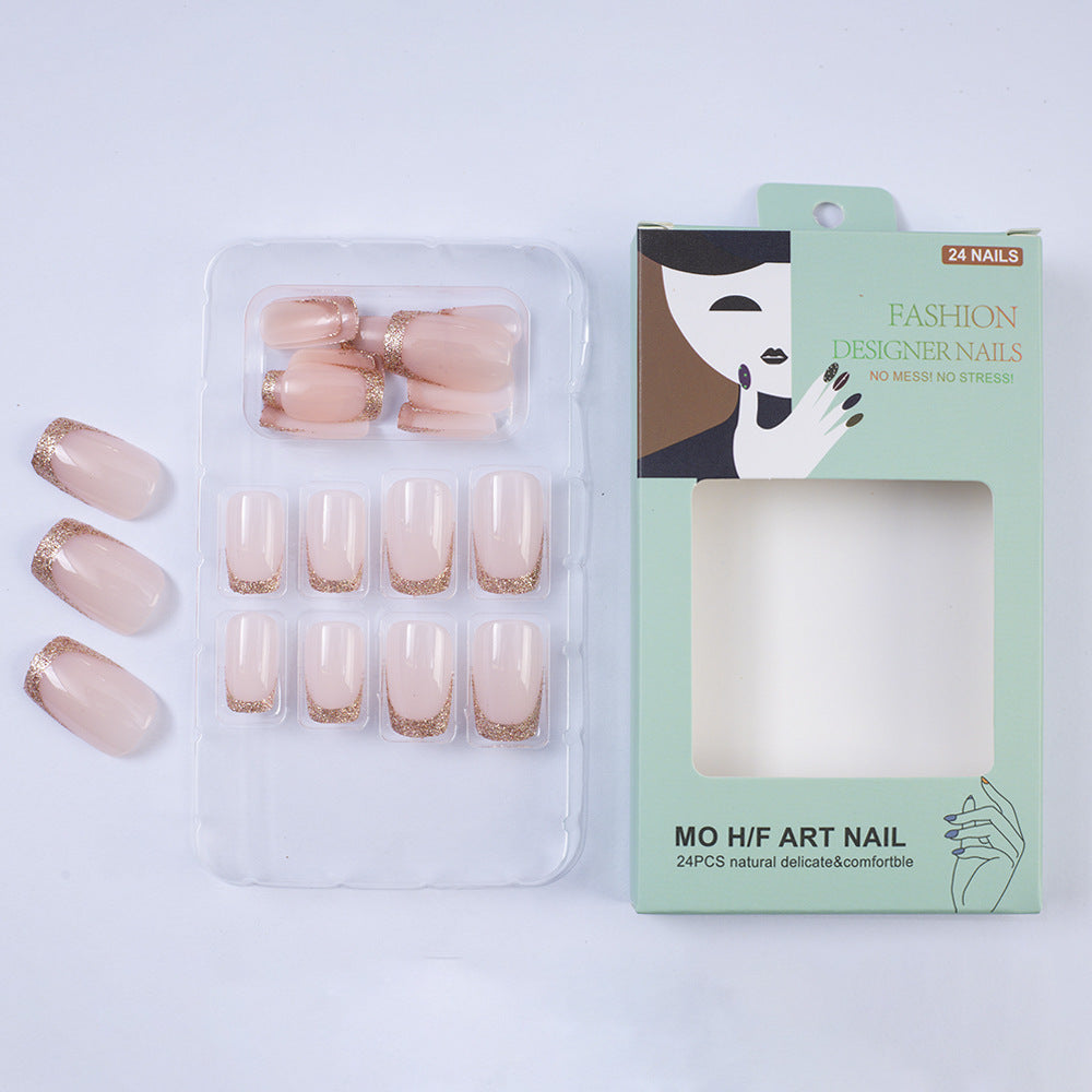 Glamorous artificial nails with glitter French tip Kalsten