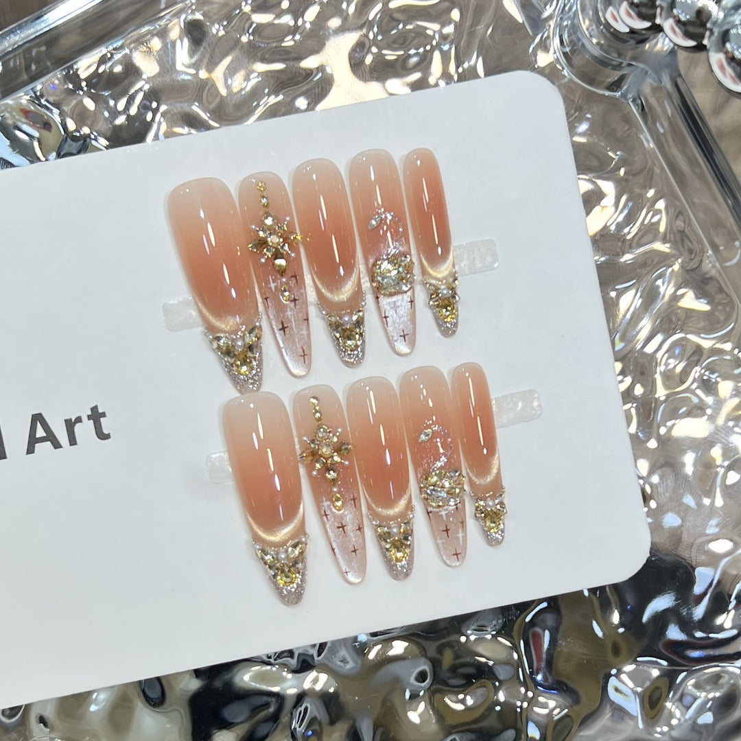 Elegant Stiletto Press-On Nail Set with Decorative Accents Kalsten