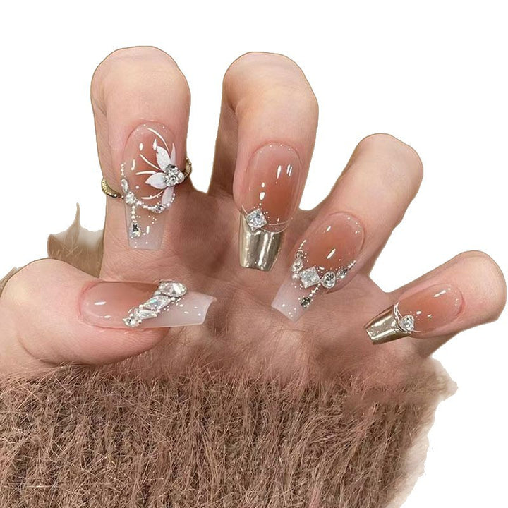 Decorative Rhinestone-Embellished Press-On Nail Set Kalsten