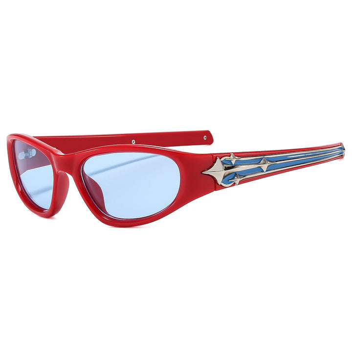 Fashion-Forward Shield Sunglasses with Decorative Frame Design Kalsten
