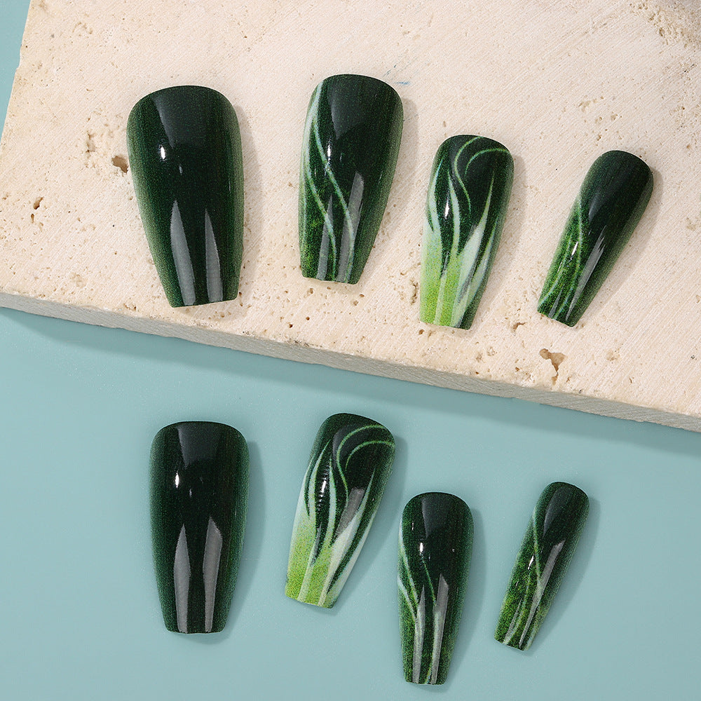 Creative nail art with green design Kalsten