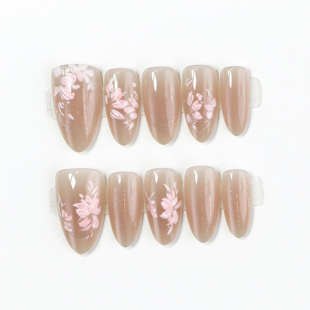 Elegant Floral Press-On Nail Art Set Kalsten