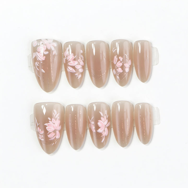 Elegant Floral Press-On Nail Art Set Kalsten