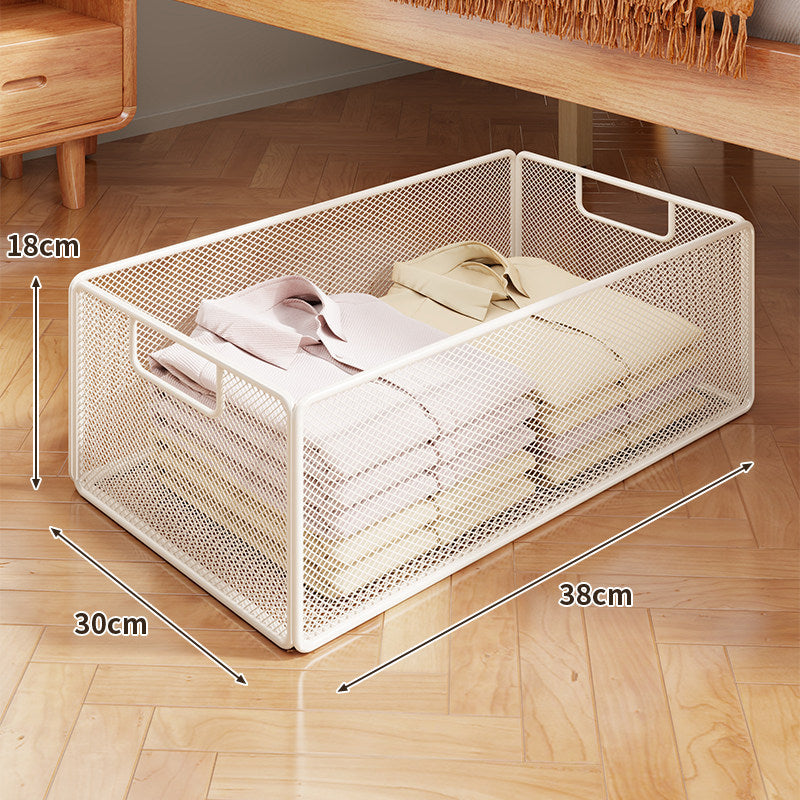 Underbed Low-Profile Metal Mesh Storage Drawer on Casters