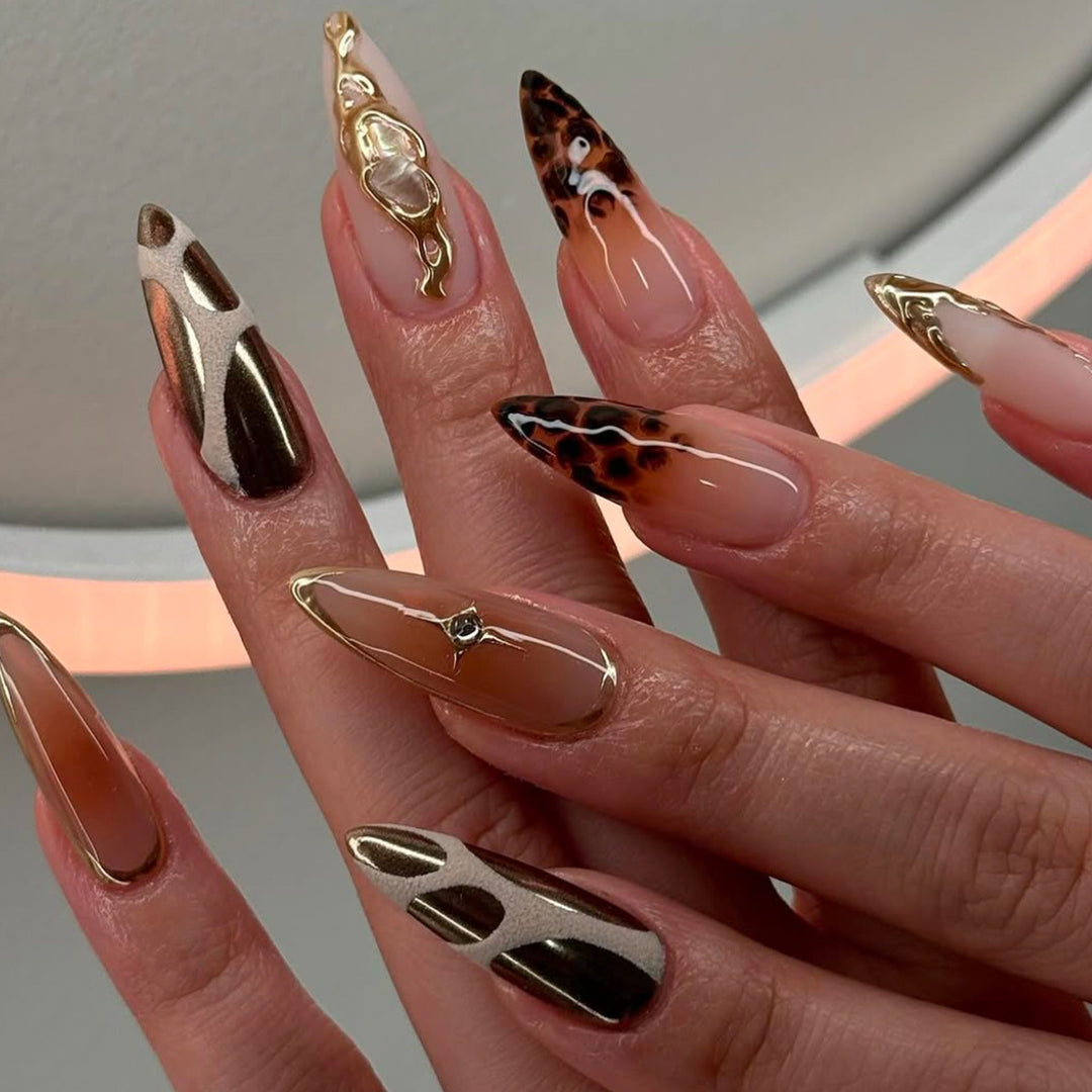 Premium Stiletto Nail Extensions with Artistic Design Kalsten