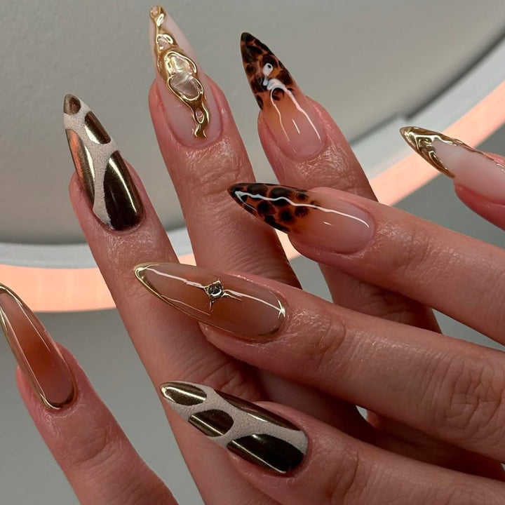Premium Stiletto Nail Extensions with Artistic Design Kalsten