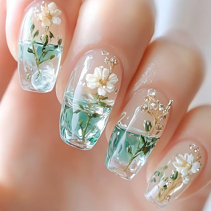 Artificial nails with botanical flower design Kalsten