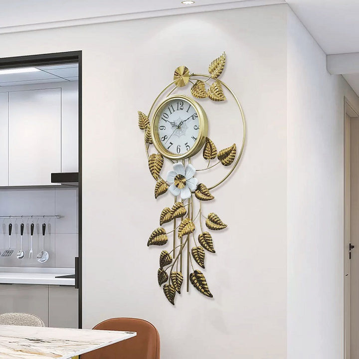 Decorative Wall Clock with Floral Accents Kalsten