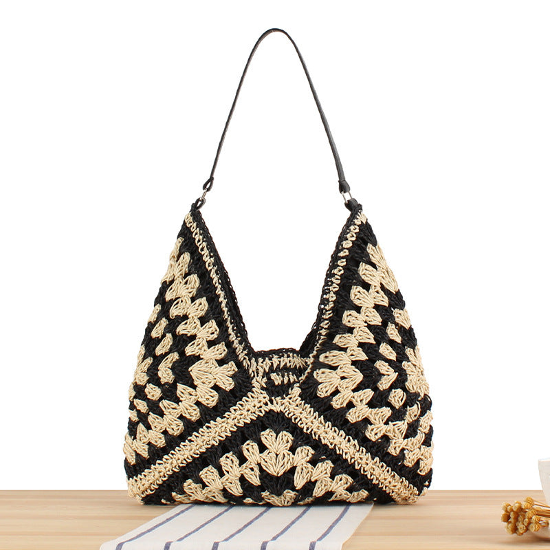 Shoulder bag with hand-knotted pattern and leather accents Kalsten