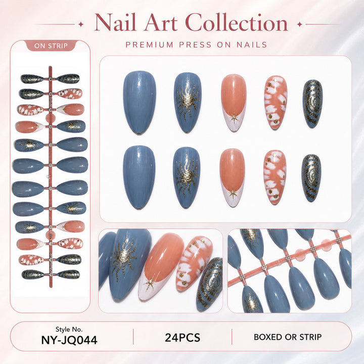 Elegant Premium Artificial Nails with Floral and Glitter Designs Kalsten
