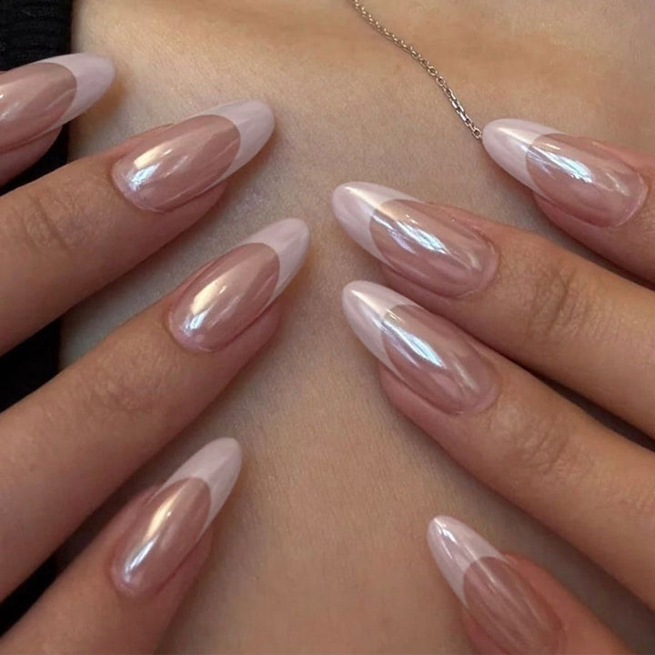 Acrylic nail set with glamorous French designs Kalsten
