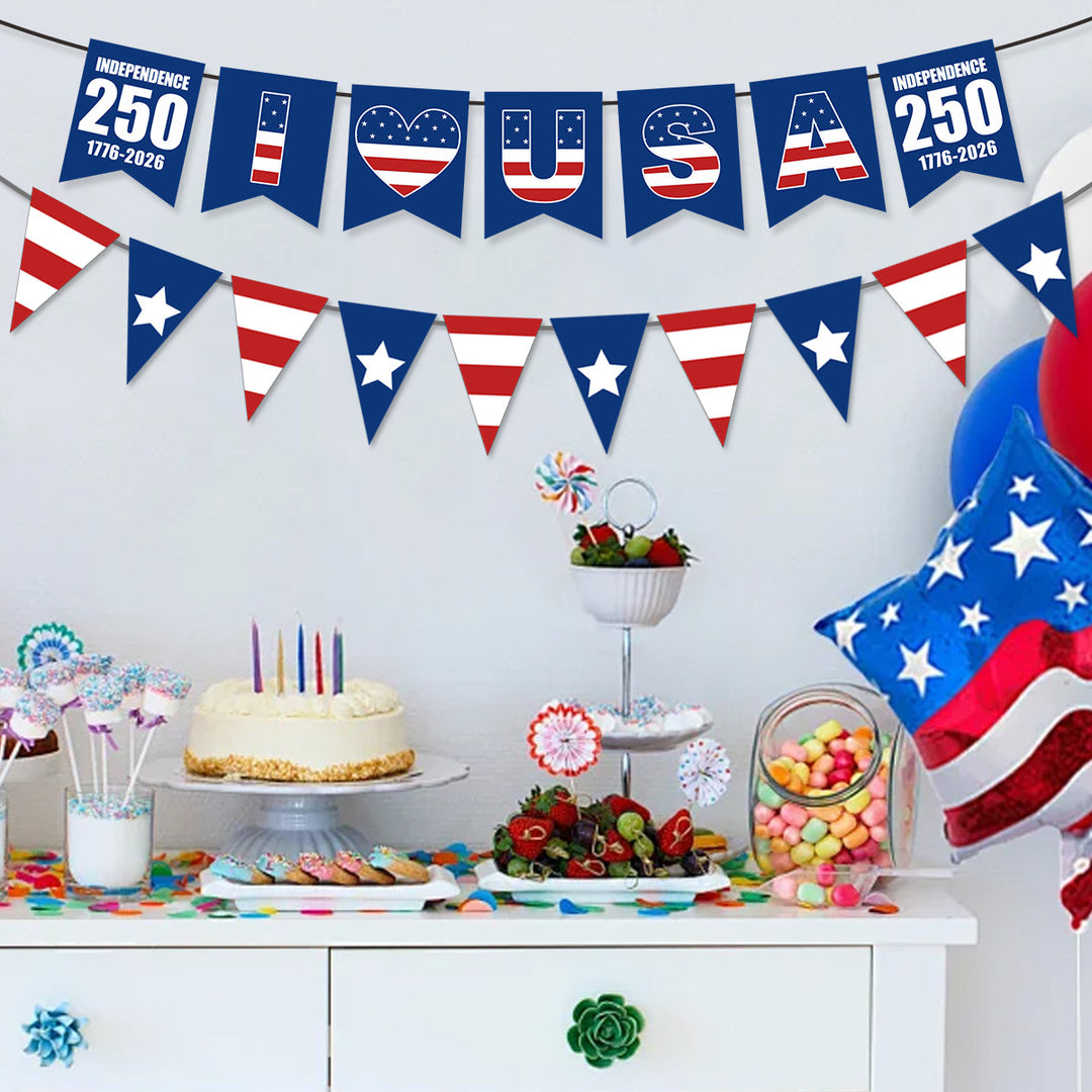 Unisex nan pennant string made of durable polyester with star and stripe motif for party decoration Kalsten