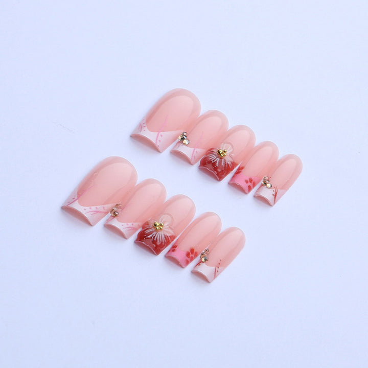Decorative Floral Press-On Nails Set