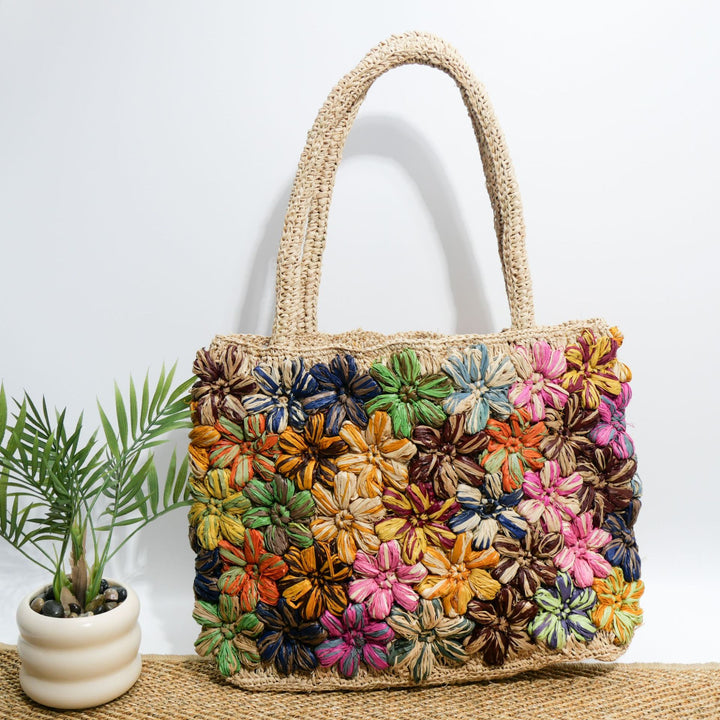 Handbag with Colorful Flower Applications Kalsten