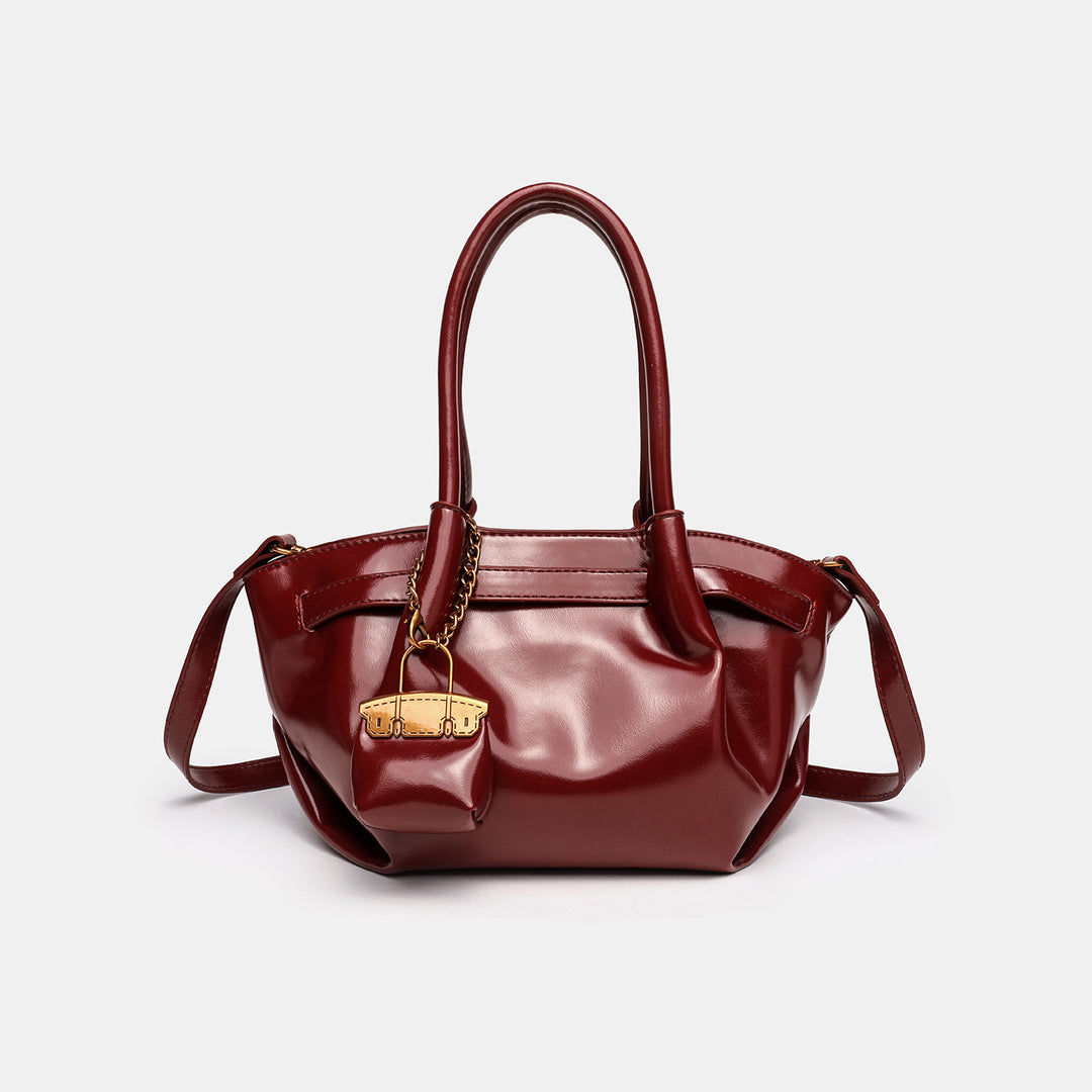 Chic Structured Handheld Satchel with Lock Detail