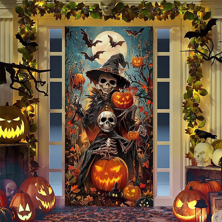 Halloween door poster with large-format Grim Reaper illustration and reusable PVC tarp fabric