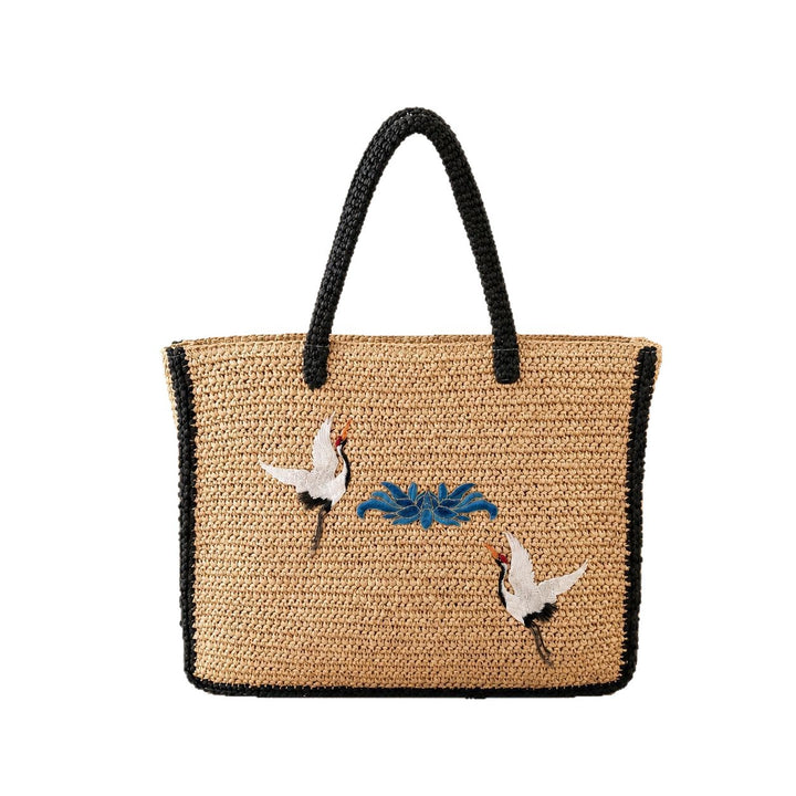 Elegant Bast Tote Bag with Artistic Embroidery Design Kalsten