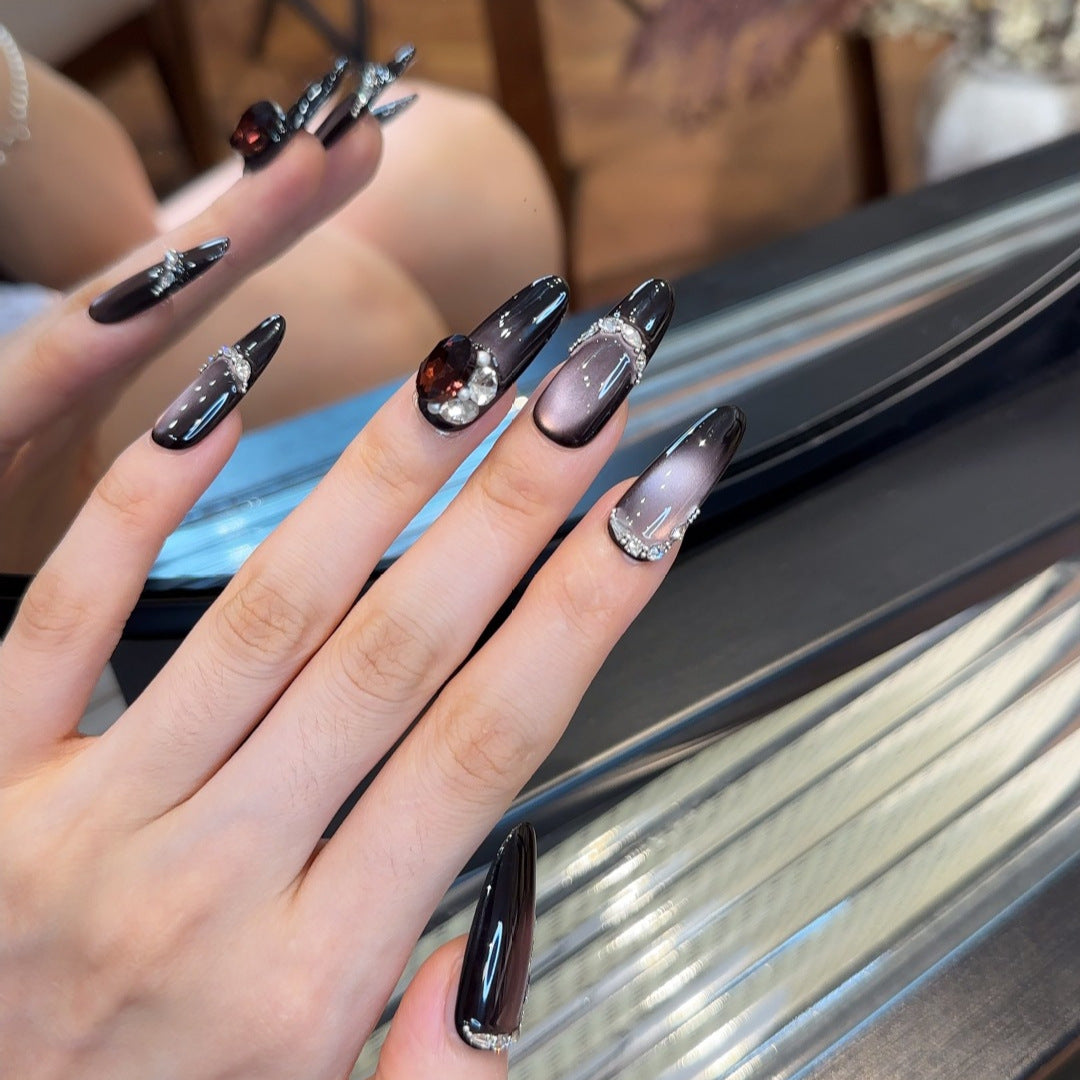Glamorous Press-On Nail Art Set with Rhinestones Kalsten