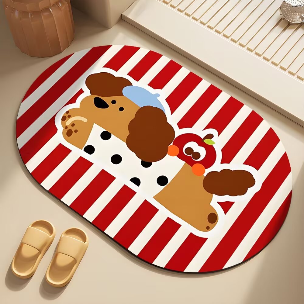 Whimsical Dog-Themed Bath Mat