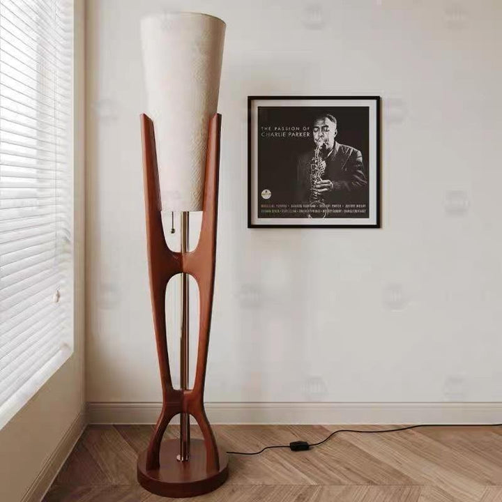 Sculptural Wooden Floor Lamp