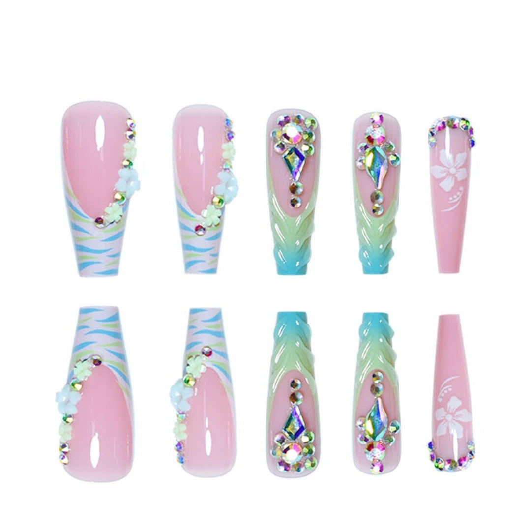 Glamorous 3D Floral Press-On Nail Extensions Kalsten