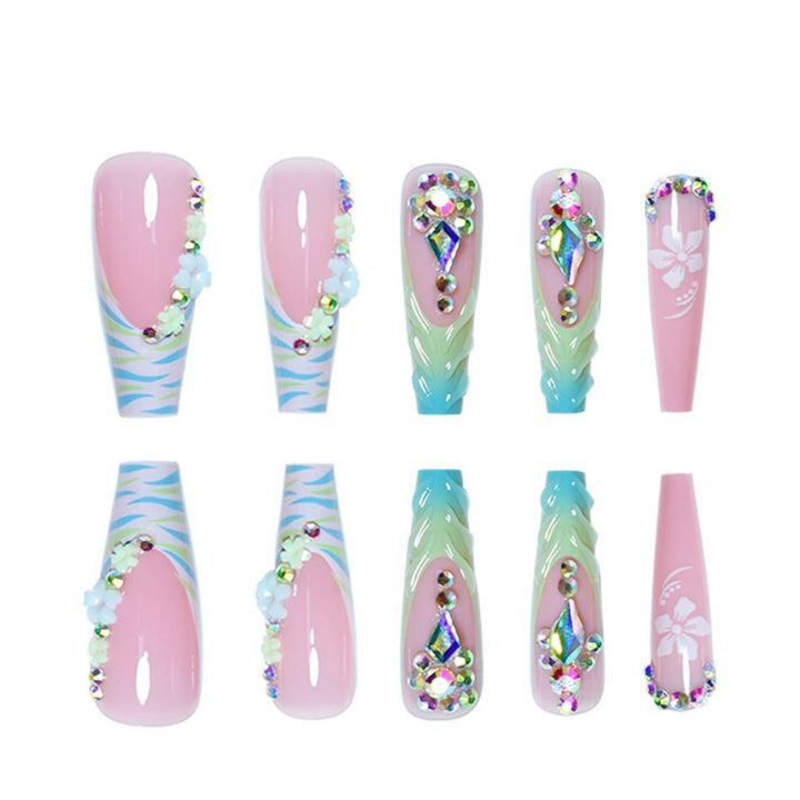 Glamorous 3D Floral Press-On Nail Extensions Kalsten