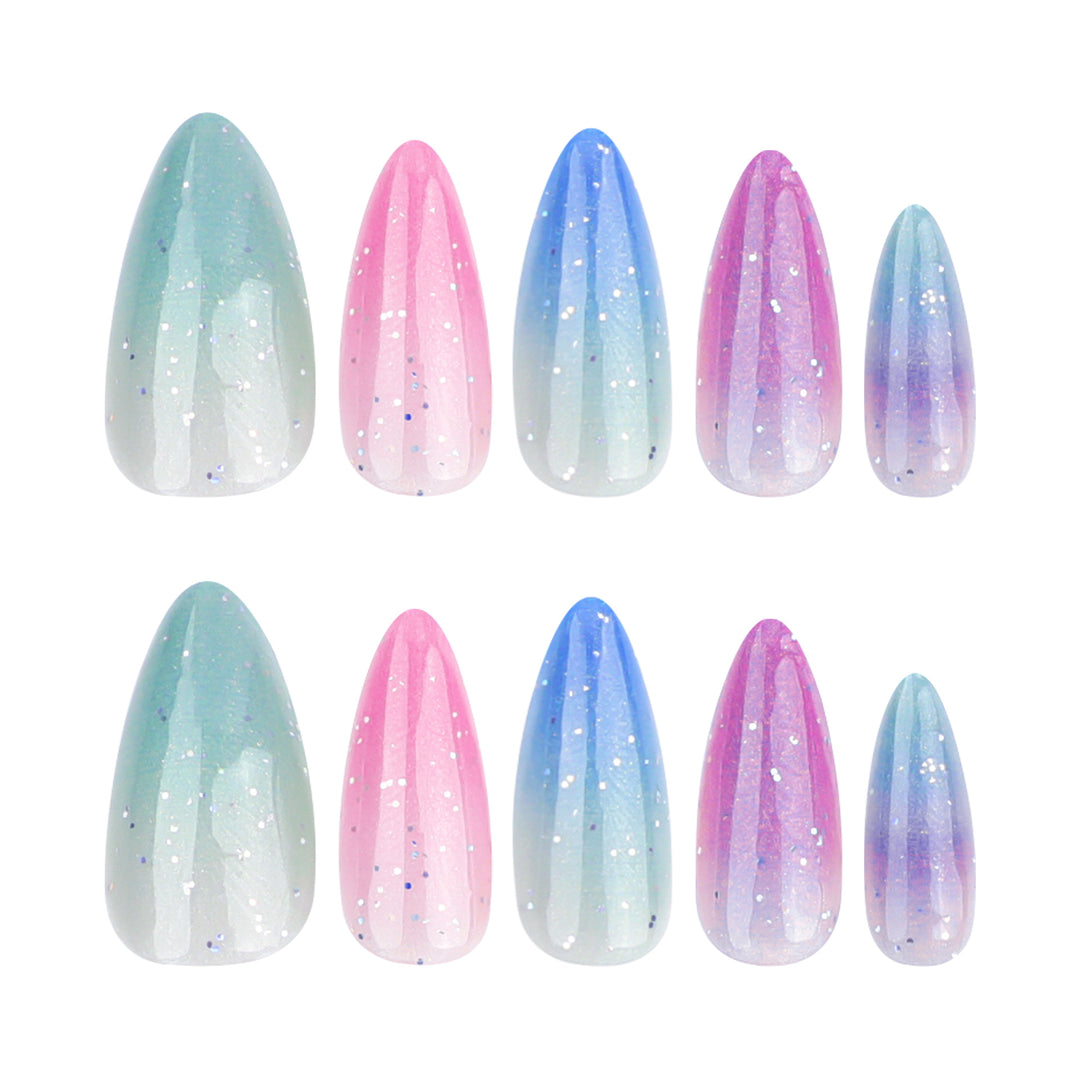 Artful Nail Extensions with Glitter Gradients Kalsten