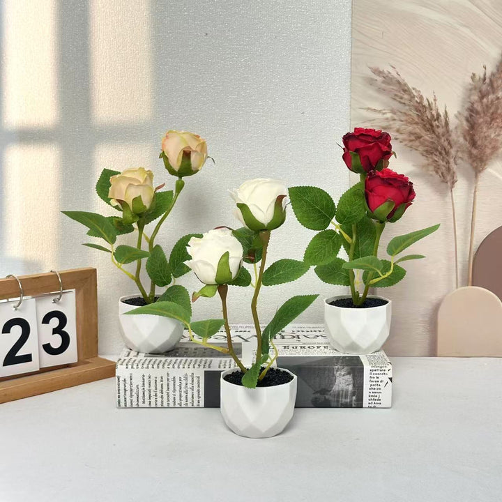 Decorative Artificial Rose Plant Arrangement for Home Decor