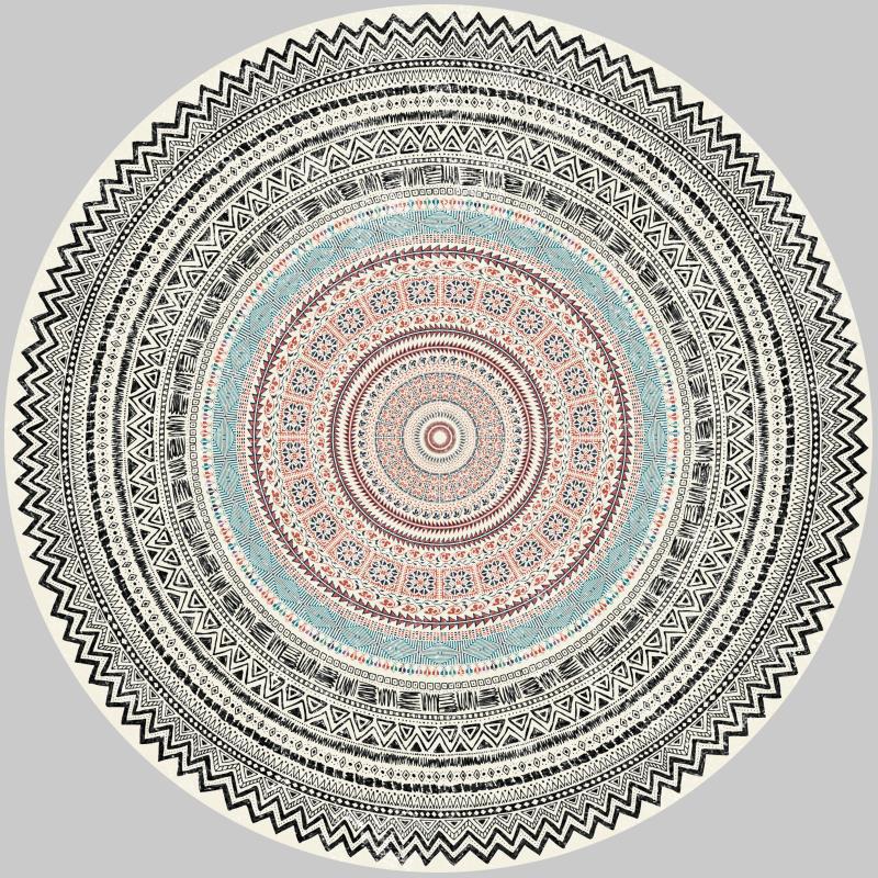 Round Geometric Pattern Area Rug