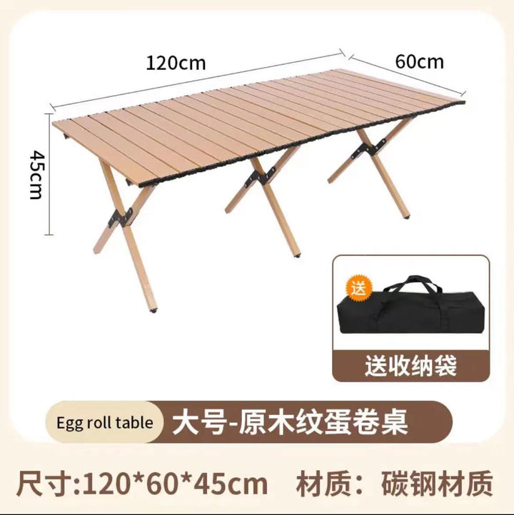 Foldable and Portable Camping Table with Durable Wooden Surface Kalsten