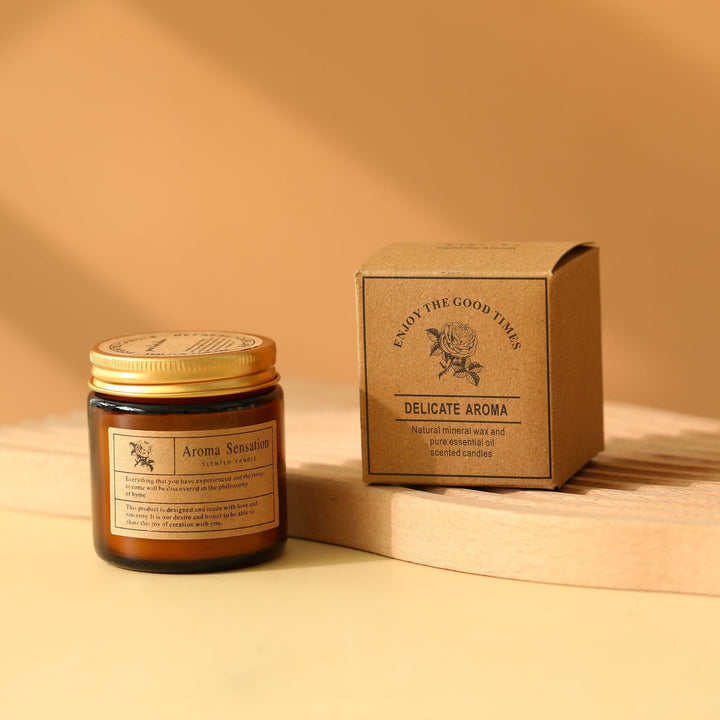 Scented Natural Soy Glass Jar Candle with Kraft Gift Box