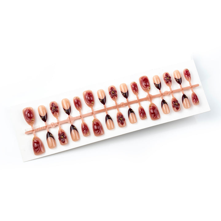 3D Floral Detailed Press-On Nails Kalsten