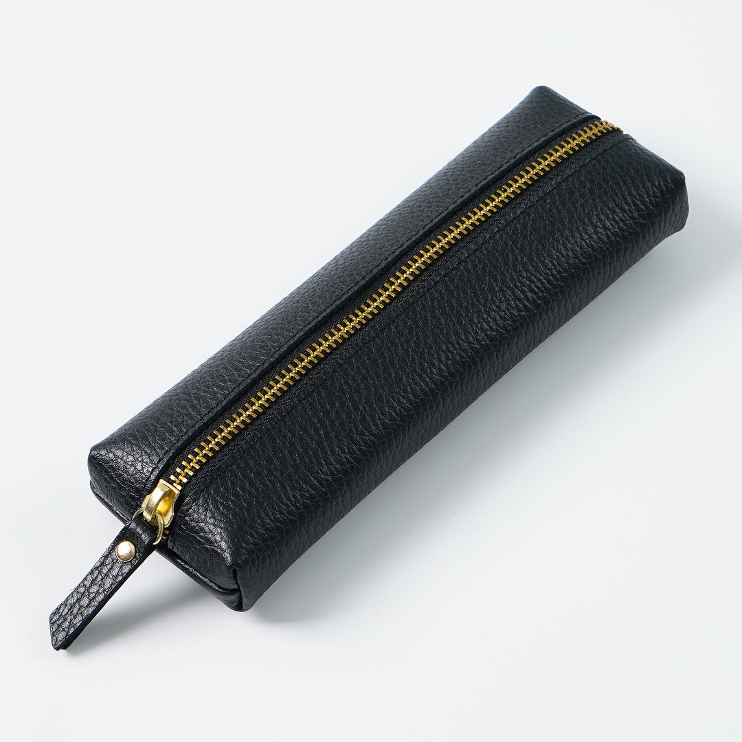 Premium Leather Pencil Case with Gold Zipper