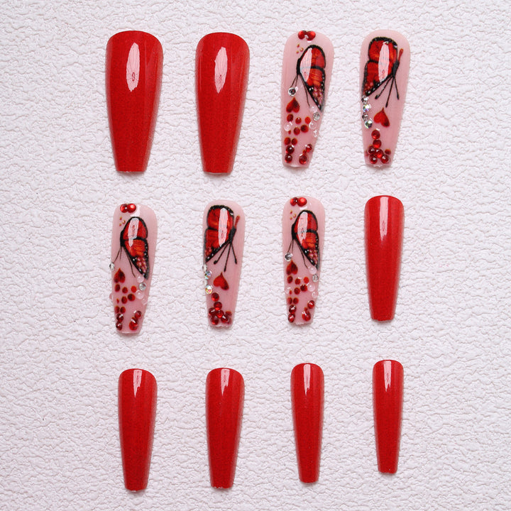 Artistic Butterfly-Embellished Press-On Nails Kalsten