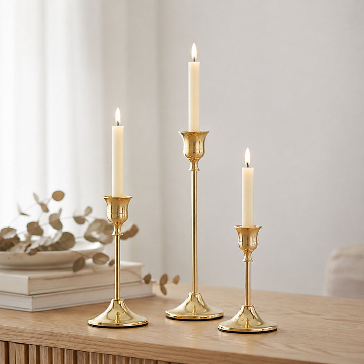 Elegant Gold Candle Holders Set