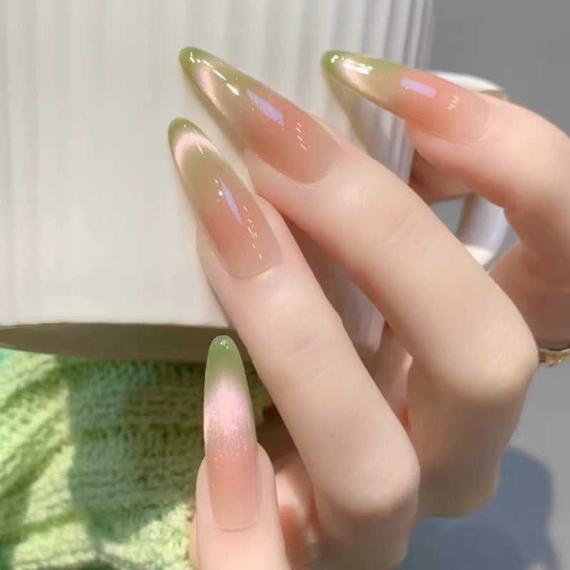 Artistic Press-On Nail Design with Floral Accents Kalsten