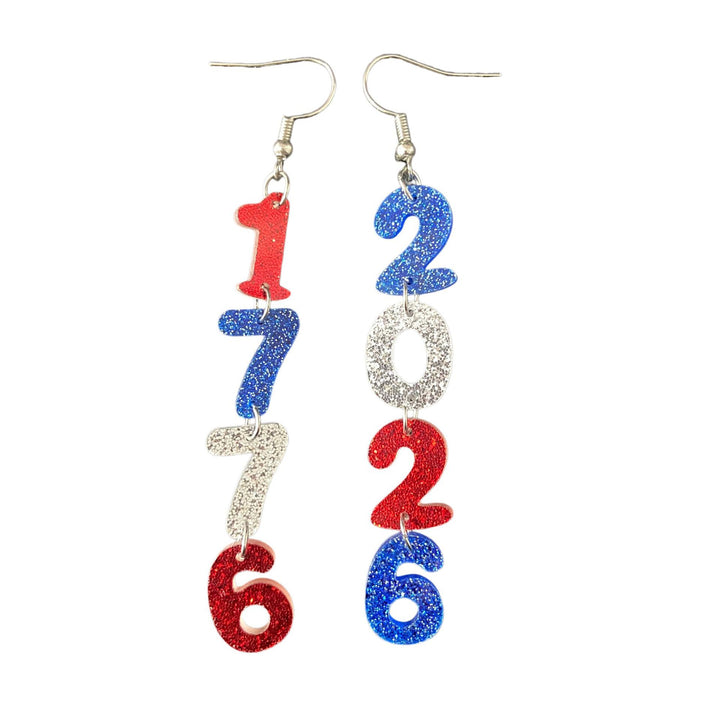 Women's nan glitter layered number cascade dangle earrings with French hooks Kalsten
