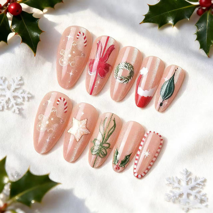 Festive Holiday-Themed Press-On Nail Art Set Kalsten 1790636676