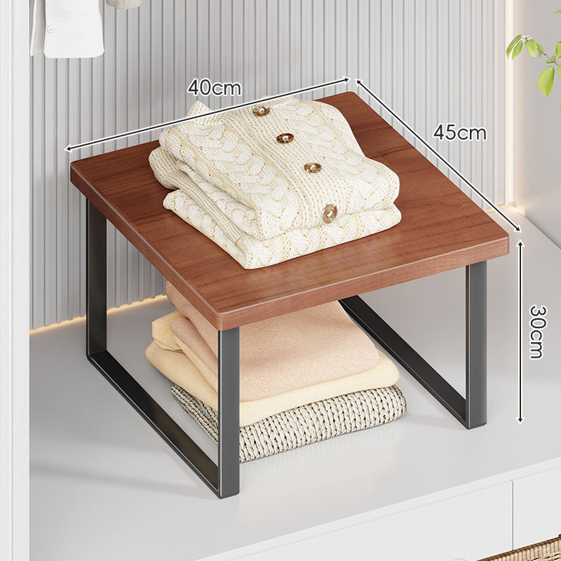 Compact Wooden-Top Metal Shelf Riser for Closet and Countertop