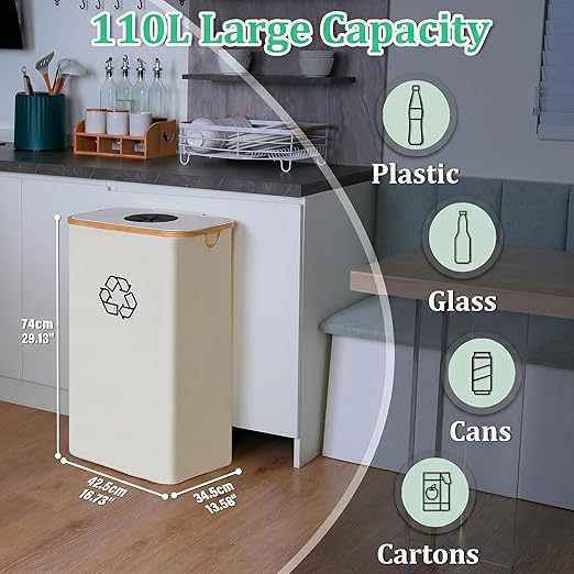 Elegant recycling bin with removable lid and compartments Kalsten