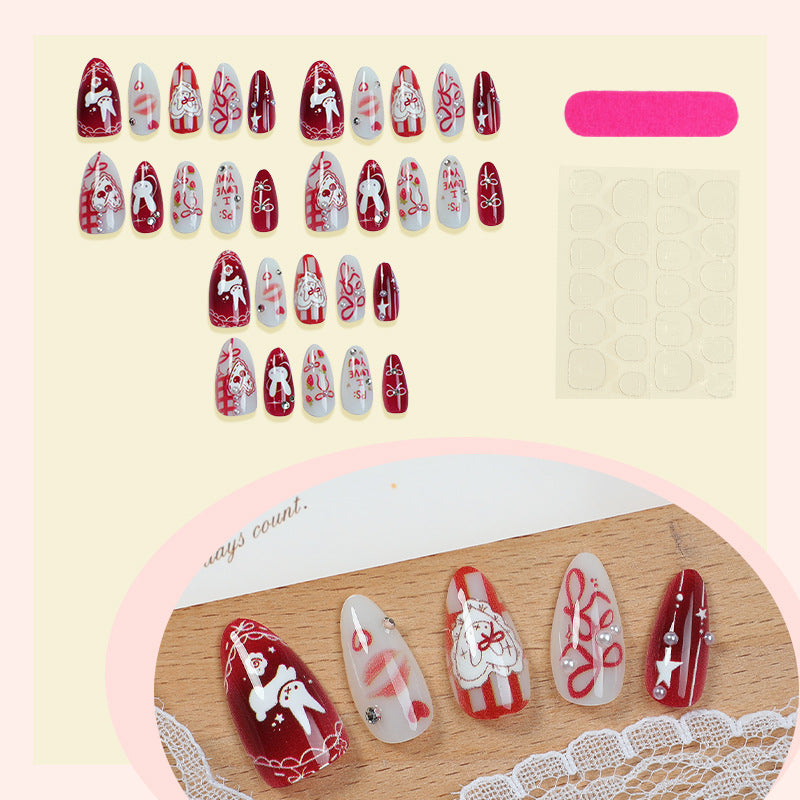 Nail art set with cute bunny and heart designs Kalsten