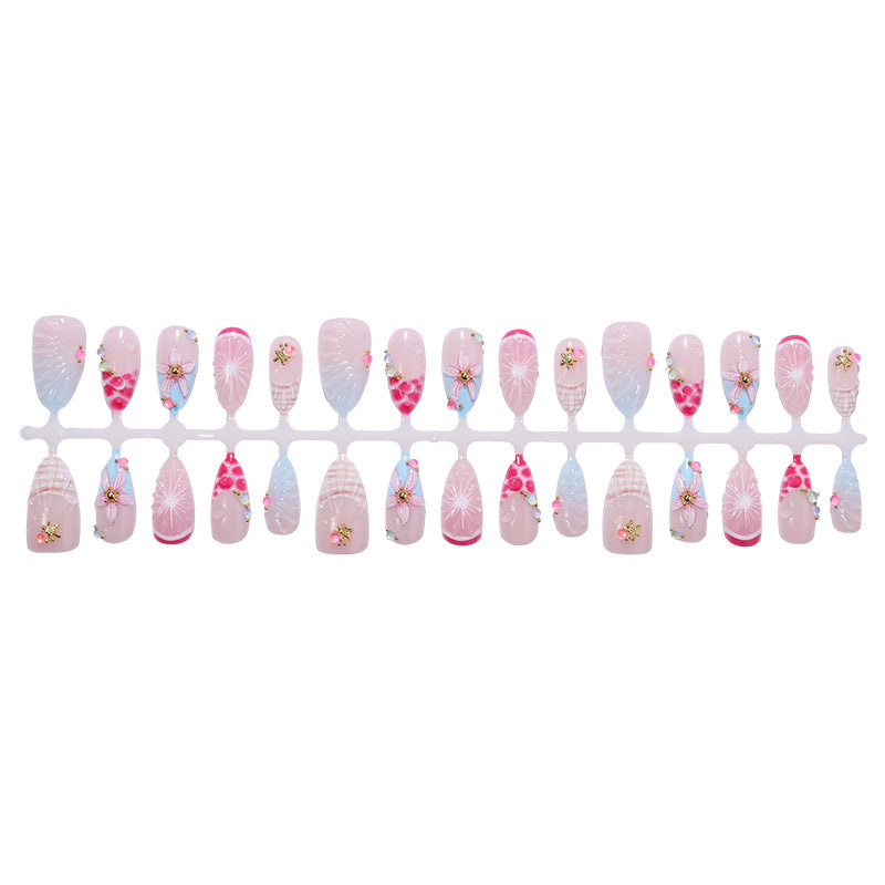 Creative nail art set with floral designs and decorative accents Kalsten