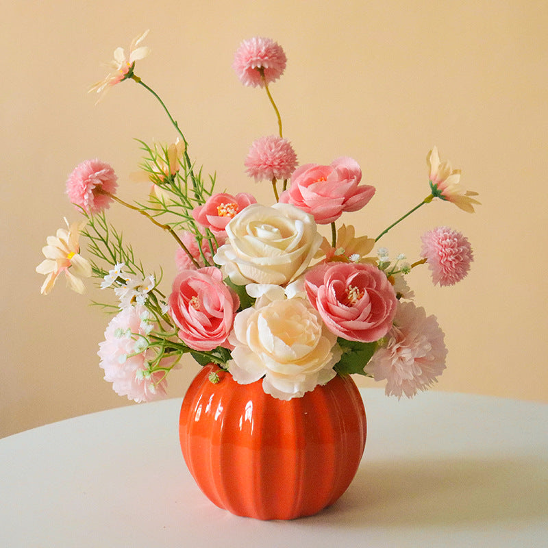 Decorative Floral Bouquet with Ceramic Accents